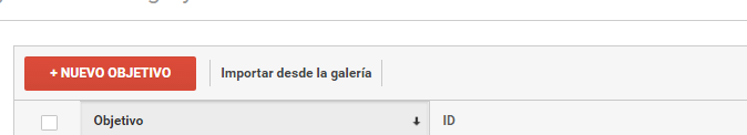 google analytics nuevo objetivo