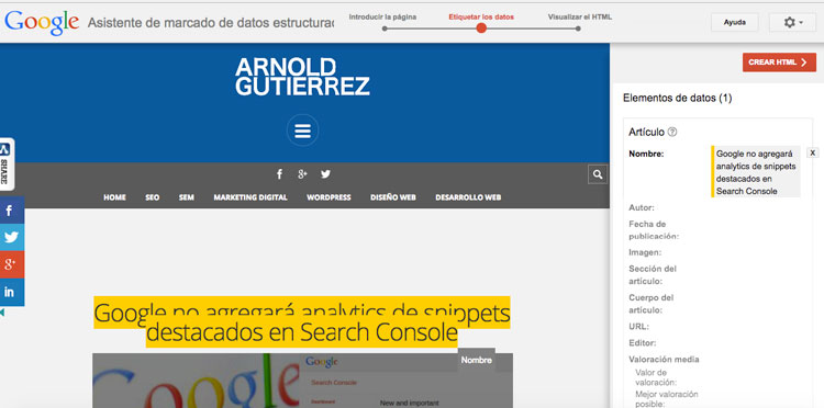 datos estructurado nombre articulo