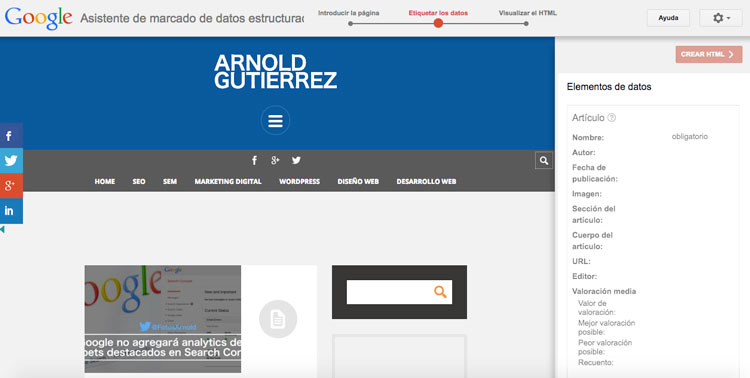 etiquetar datos estructurados