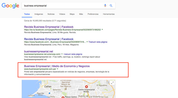 business empresarial serps google