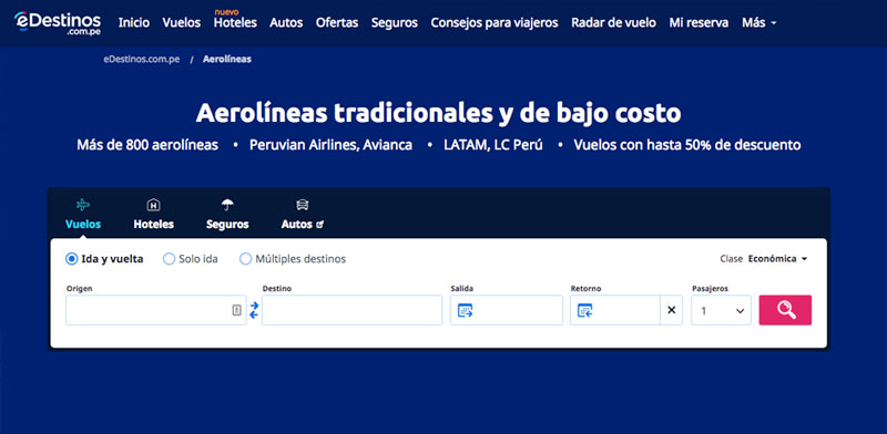 Pasajes Aéreos Baratos | eDestinos.com.pe pasajes aereos baratos edestinos