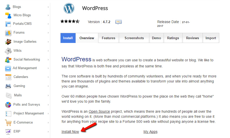 instalar wordpress ahora cpanel