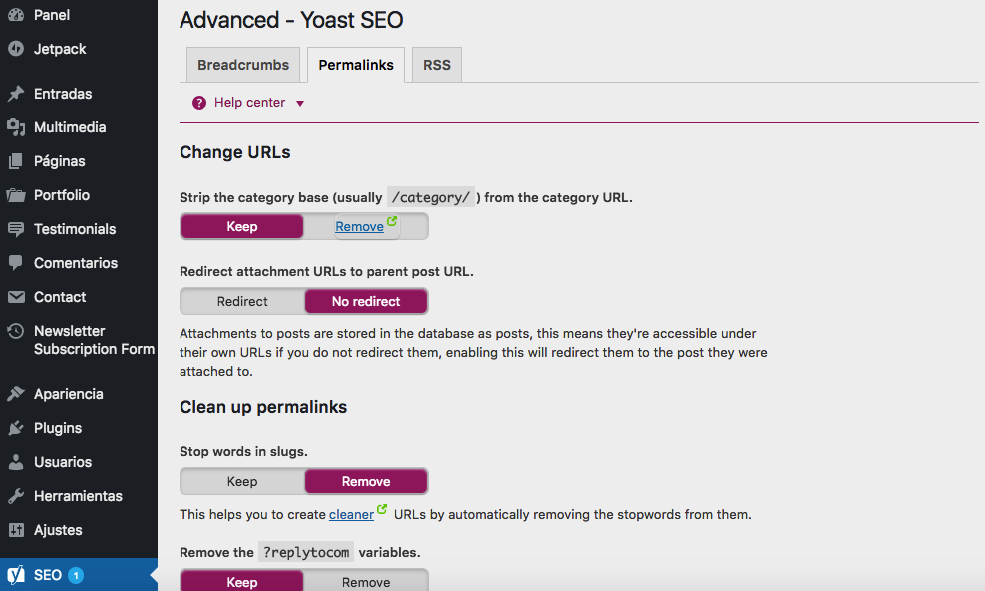 yoast seo ajustes avanzados