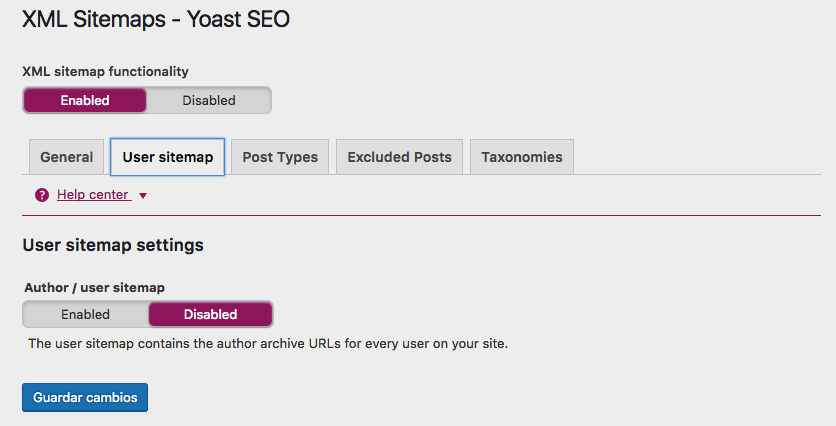 Yoast SEO | Configuración de Sitemap