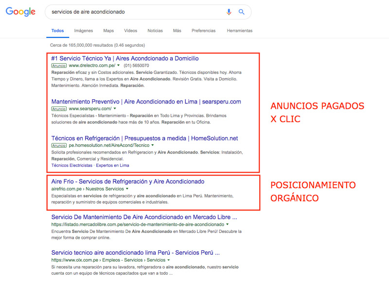 posicionamiento web organico google