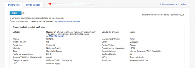 pestañas tabulado tienda ebay