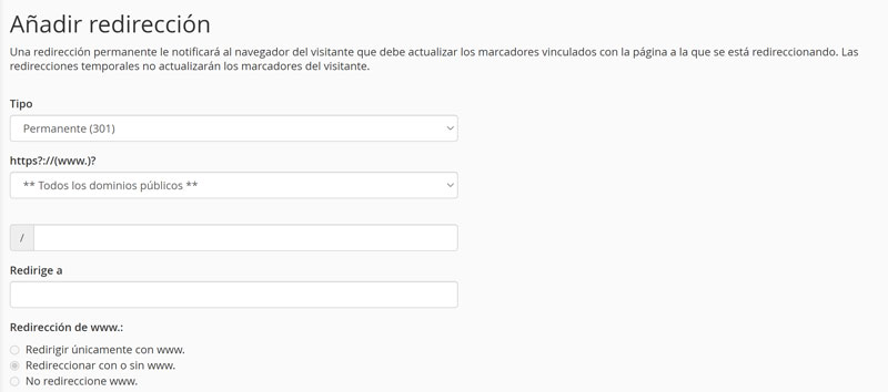 cpanel-redireccionamiento-301